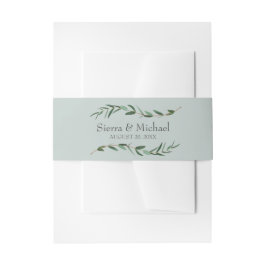Joyful Modern Green Botanical Wedding Einladungsbanderole