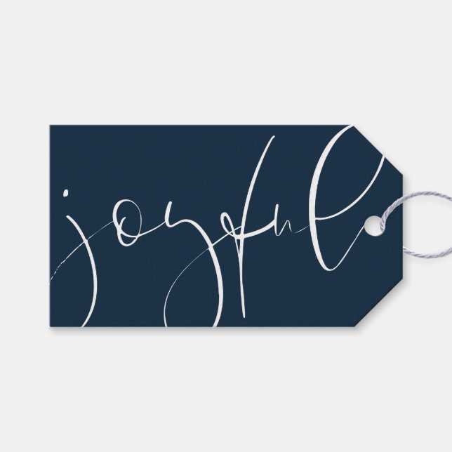 Joyful moderne Drehbuch Weihnachten Geschenkanhänger (Vorderseite (Horizontal))