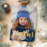 "Joyful" Moderner Foto Urlaub Folien Feiertagskarte<br><div class="desc">Vollblut Foto Weihnachtsgrüßkarten.</div>