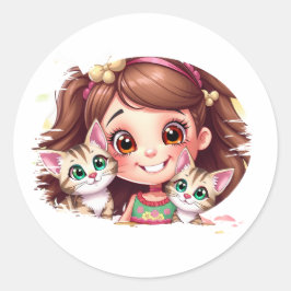 Joyful Moms with My Kitties Runder Aufkleber
