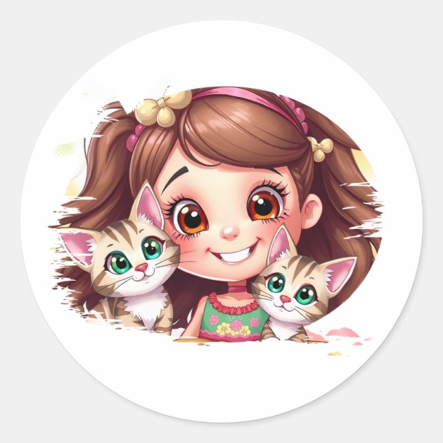 Joyful Moms with My Kitties Runder Aufkleber (Vorderseite)