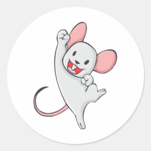 Joyful Mouse Runder Aufkleber