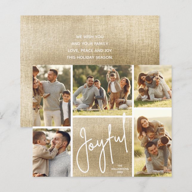 JOYFUL Multi-Foto Gold-Budget-Urlaubskarten (Vorne/Hinten)