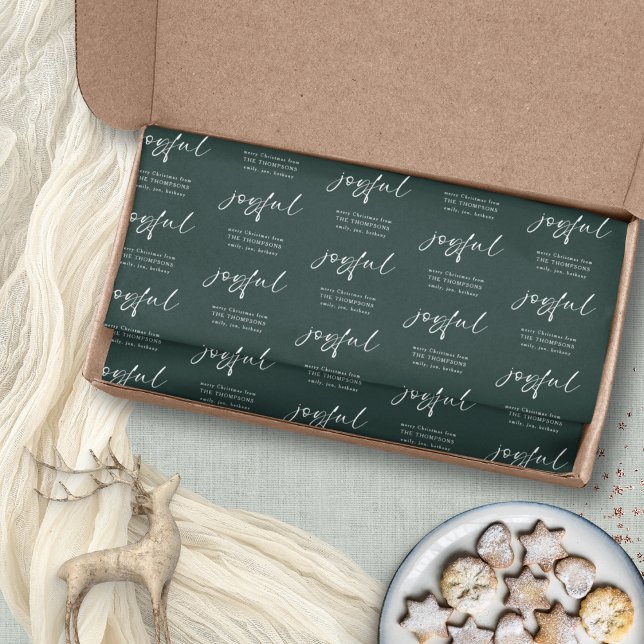 Joyful Muster Merry Weihnachtsname Dark Green Seidenpapier (Von Creator hochgeladen)
