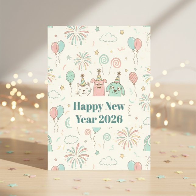 Joyful New Year’s Eve Party 2026 Greeting  Postkarte (Von Creator hochgeladen)