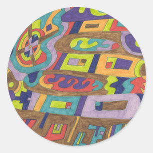 "Joyful Noise" Abstrakt Runder Aufkleber