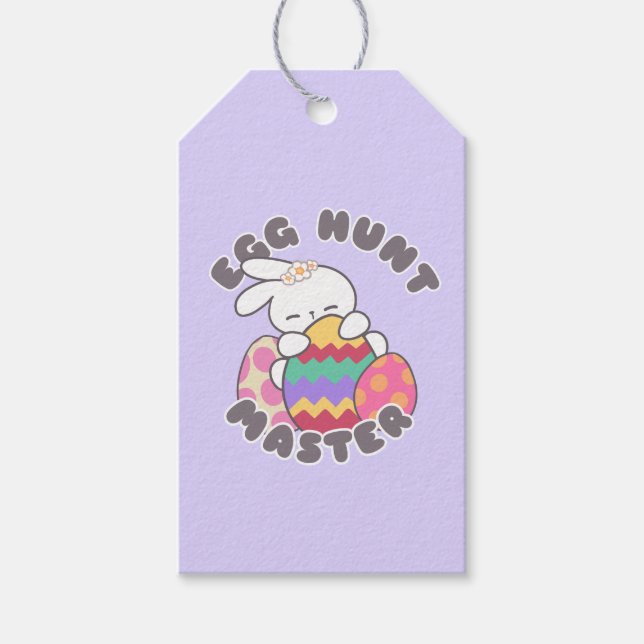 Joyful Oaster Bunny Embrace - 'Egg Hunt Master' Geschenkanhänger (Vorderseite)