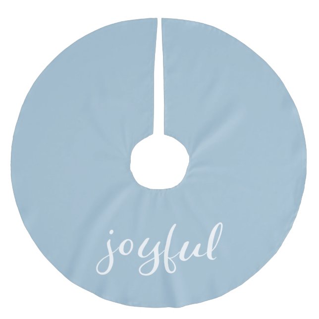 Joyful Pastell Blue Script Weihnachtsfeiertag Polyester Weihnachtsbaumdecke (Vorderseite)