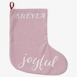 Joyful Pastell Pink Script Weihnachtsfeiertag Großer Weihnachtsstrumpf