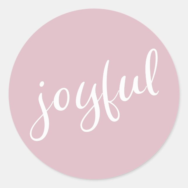 Joyful Pastell Pink Script Weihnachtsfeiertag Runder Aufkleber (Vorderseite)