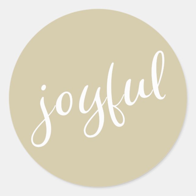 Joyful Pasteur Beige Script Weihnachtsfeiertag Runder Aufkleber (Vorderseite)