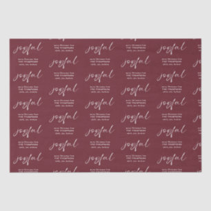 Joyful Pattern Merry Weihnachtsname Burgundy Seidenpapier