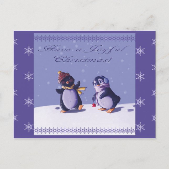 Joyful Pinguine Postcard Postkarte (Vorderseite)