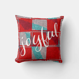 Joyful Red Blue Knittern Kariertes Muster Weihnach Kissen