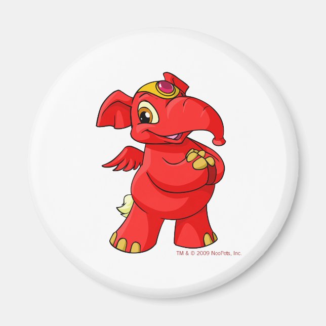 Joyful red Elephante Magnet (Vorne)