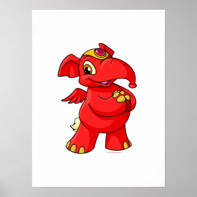Joyful red Elephante Poster (Vorne)