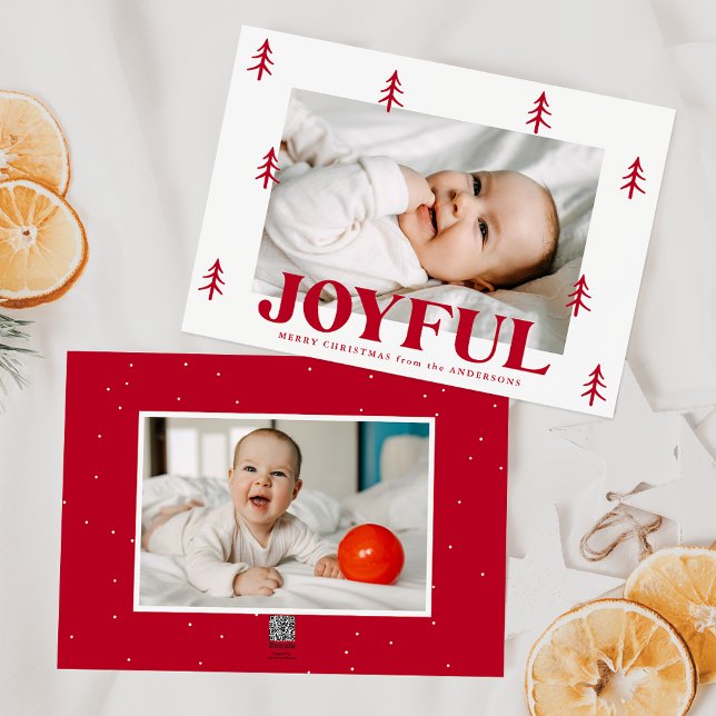 Joyful Red Trees 2 Foto Feiertagskarte (Von Creator hochgeladen)