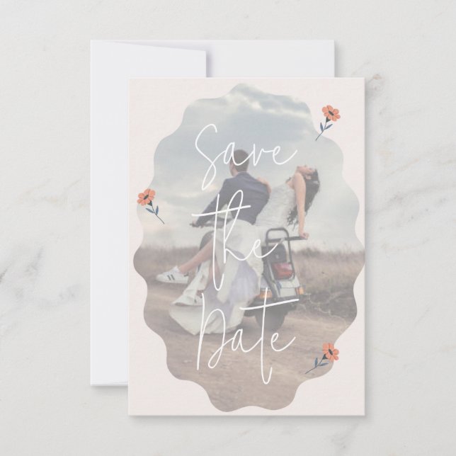 Joyful Retro Pink Wedding Speichern Sie die Datums Dankeskarte (Vorderseite)