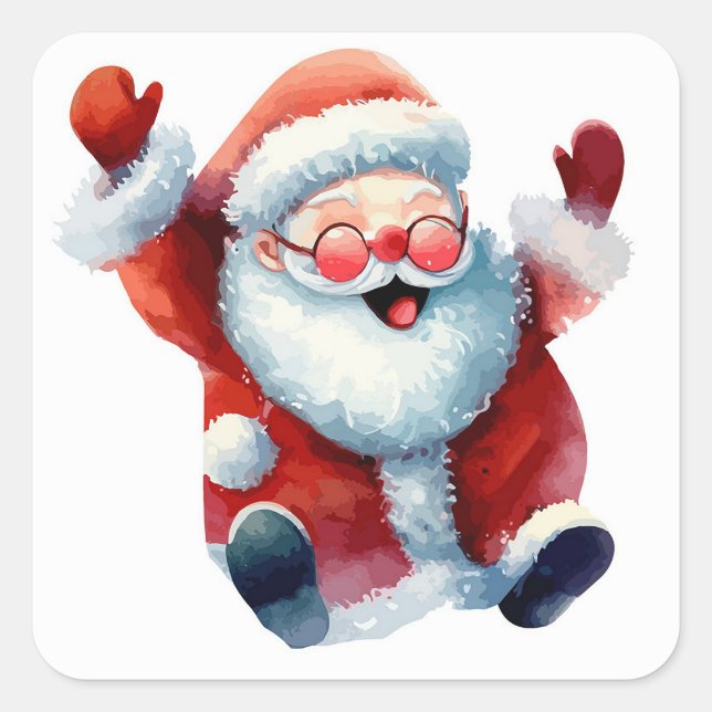 Joyful Santa Quadratischer Aufkleber (Vorderseite)