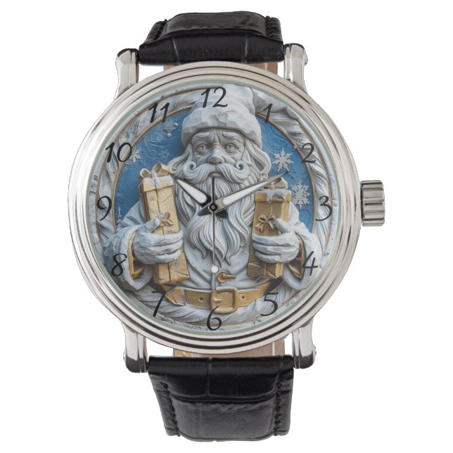 Joyful Santa with Christmas gifts Armbanduhr (Vorderseite)