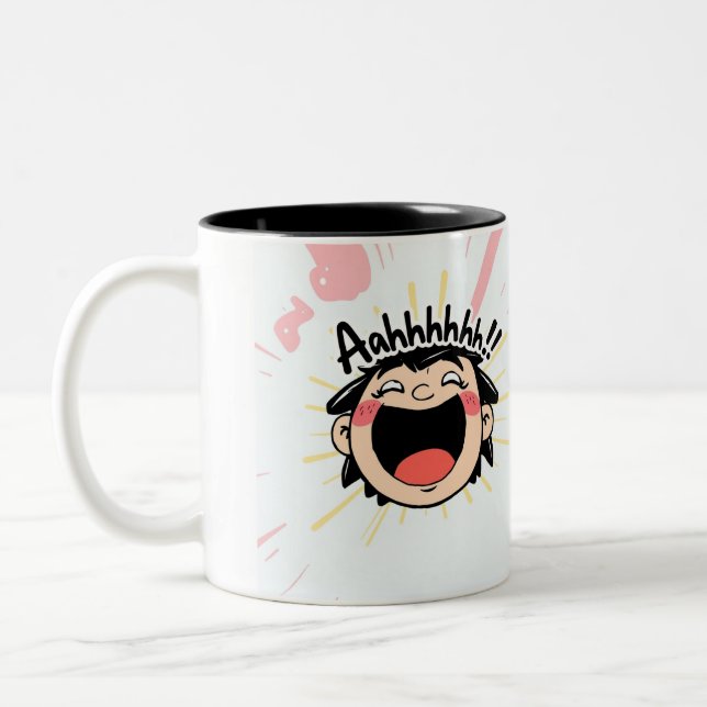 Joyful Screening - Spaß Cartoon Expression Zweifarbige Tasse (Links)