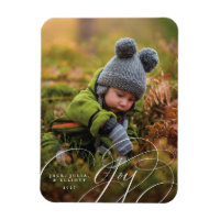 Joyful Script Happy Photo Holiday Magnet