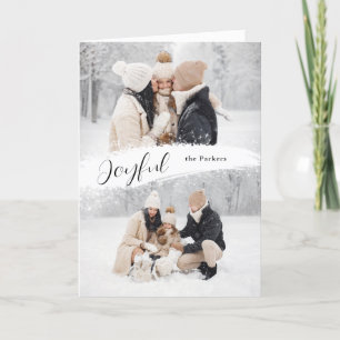 Joyful Script mit Snowy Brushstroke 2-Foto Feiertagskarte
