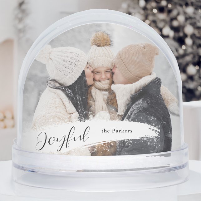 Joyful Script with Snowy Brushstroke Snow Globe Schneekugeln (Von Creator hochgeladen)