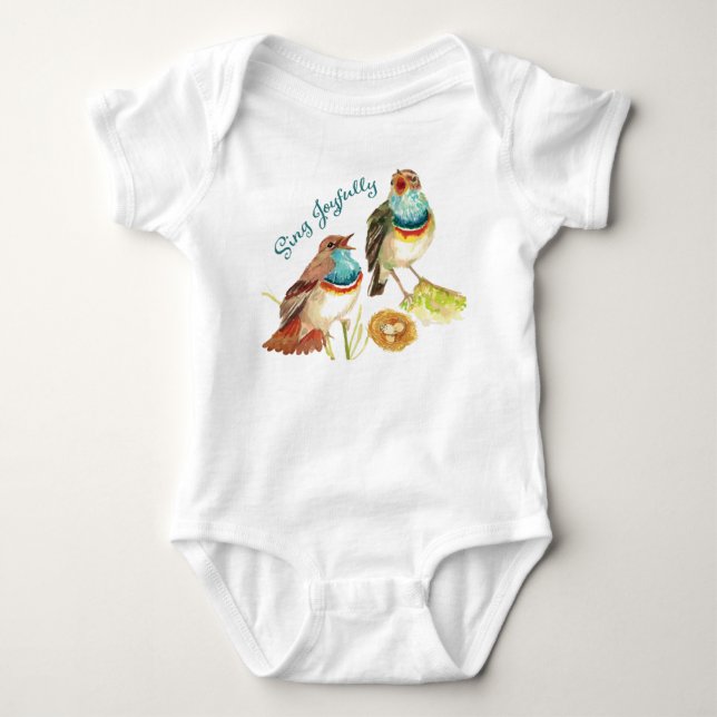 Joyful Singing Birds Baby Bodysuit Strampler (Vorderseite)