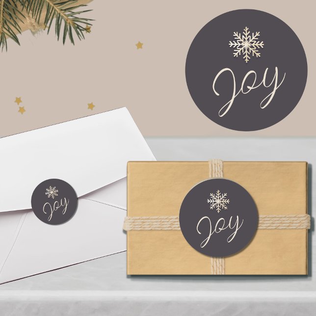 Joyful Snowflake Holiday Round Sticker (Von Creator hochgeladen)