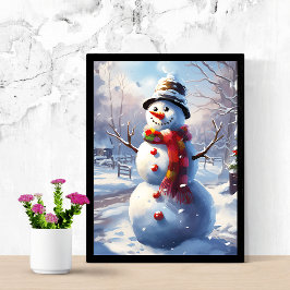 Joyful Snowman Wall Decoder Poster