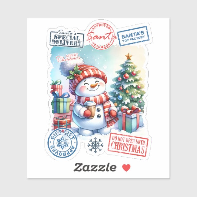 Joyful Snowman Weihnachtssticker Aufkleber (Blatt)
