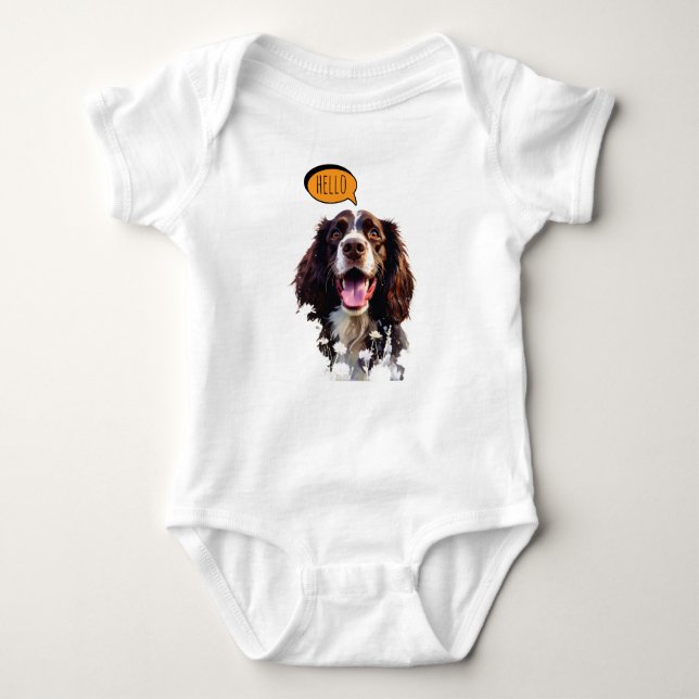 Joyful Springer Spaniel  in Watercolor Baby Strampler (Vorderseite)