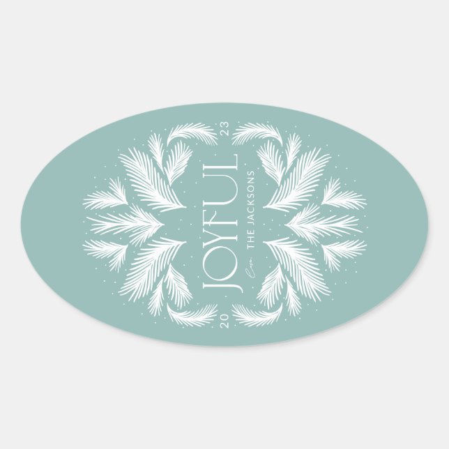 Joyful Spruce Frame Aquamarin Ovaler Aufkleber (Vorderseite)