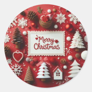 "Joyful Stickers: Frohe Weihnachtskunst Design Runder Aufkleber