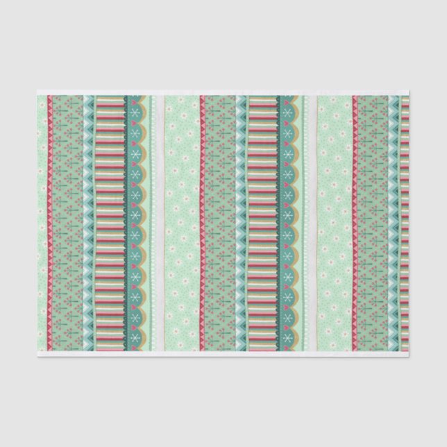 Joyful Stripe Grünen Weihnachten Seidenpapier (Vorderseite)