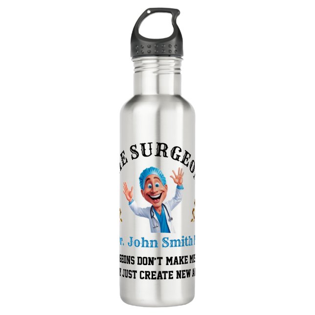 Joyful Surgeon Cartoon Illustration for Medicine  Edelstahlflasche (Vorderseite)