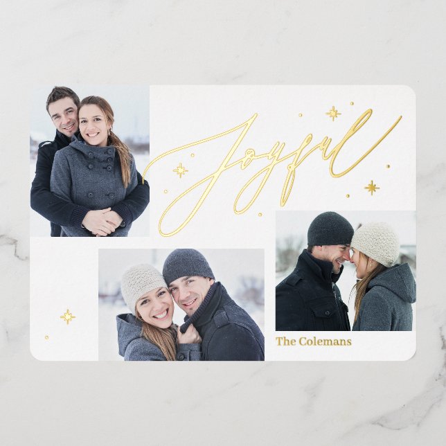 Joyful Times Foil Holiday Card Editable Farbe Folieneinladung (Vorderseite)