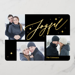 Joyful Times Foil Holiday Card Editable Farbe Folieneinladung