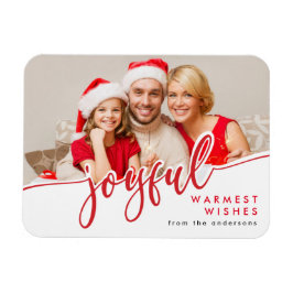 JOYFUL - Trendred White Christmas Holiday Foto Magnet