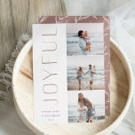 Joyful Trio Modern 3 Feiertagskarte<br><div class="desc">A chic and elegant holiday card design featuring three fotos aligned at the right in a vertilayout. "Joyful" Appears alongside your foto in understated,  modern type. Personalize with your family name and custom holiday greeting beneath for the perfekt finishing touch to these minimum minimalist Christmas 2021 foto cards.</div>