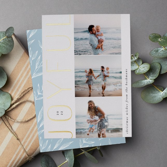 Joyful Trio Modern 3 Folien Feiertagskarte (Von Creator hochgeladen)