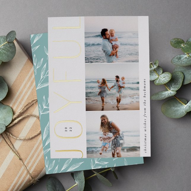 Joyful Trio Modern 3 Folien Feiertagskarte (Von Creator hochgeladen)