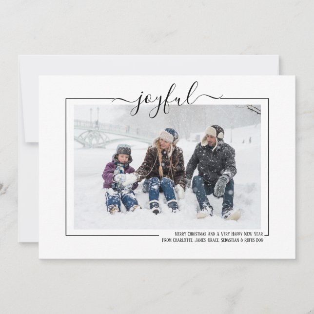 Joyful Typografy Foto Personalisiert Weihnachten (Vorderseite)