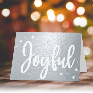 Joyful Typografy Script Modernes Foto Weihnachten Folienkarte