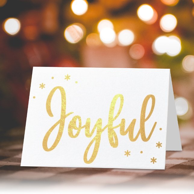 Joyful Typografy Script Modernes Foto Weihnachten Folienkarte (Von Creator hochgeladen)
