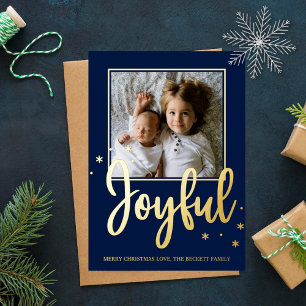 Joyful Typography Script Modern Photo Christmas Folien Feiertagskarte