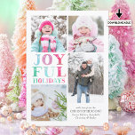 JOYFUL URLAUB 4 Foto Farbenfrohe Pastelle Feiertagskarte<br><div class="desc">Senden Sie fröhliche Grüße von JOYFUL URLAUB in einer spielerischen, skurrilen Typografie in verschiedenen Weihnachtspastellfarben zu betonen vier Fotos. HILFE: Für Hilfe bei der Modifizierung oder Personalisierung des Designs, bei Farbänderungen, bei der Größenänderung, bei der Übertragung des Designs auf ein anderes Produkt oder wenn Sie die Dinge koordinieren möchten, wenden...</div>