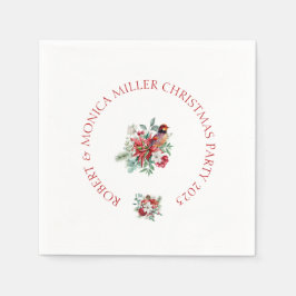 Joyful Vibe Weihnachten Aquarelle Blume, Blätter Serviette