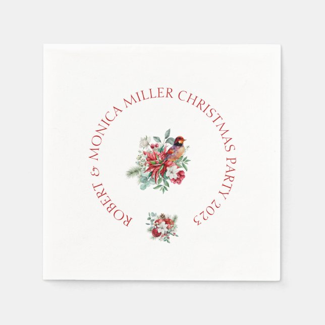 Joyful Vibe Weihnachten Aquarelle Blume, Blätter Serviette (Vorderseite)